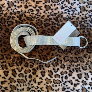 Double D ring rhinestone long belt